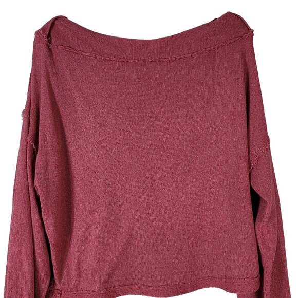 We the Free Stay with Me Hacci Sweater Red Raspberry Medium Exposed Seams Boho - Picture 2 of 7